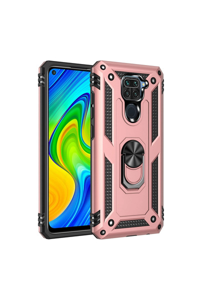 eco port غطاء حماية سيليكون لهاتف ريدمي نوت 9 مع حلقة سيفون - وردي