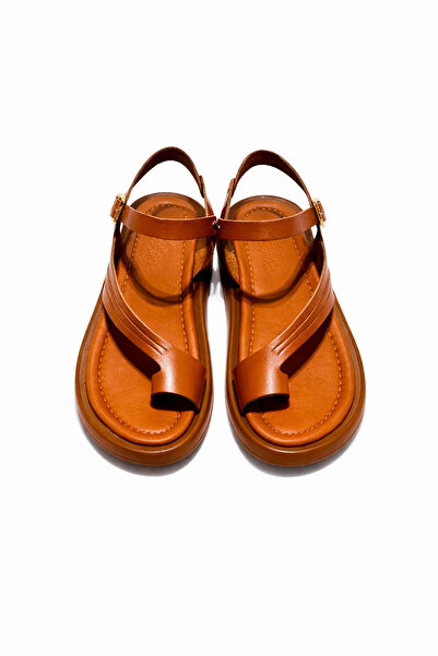 Lively Stylish Luna Women's Tan Genuine Leather Flip-Flop Flat Daily Comforta...