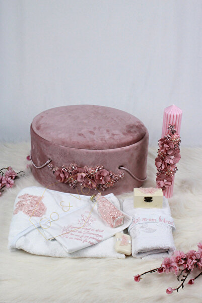 GoVo Kids Set complet trusou botez cu lumanare, Floral Dantela – Trusou elega...