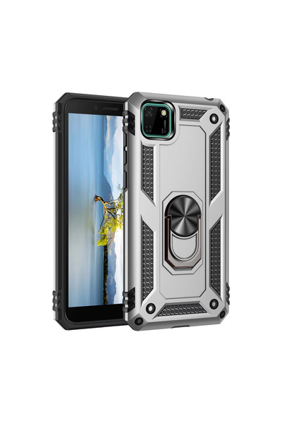 eco port Huawei Y5P Case Sofia Silicone Cover with Ring - Silver