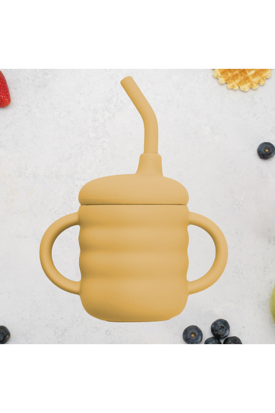 Bebelul Silicone cup with straw, AppeKids - YELLOW