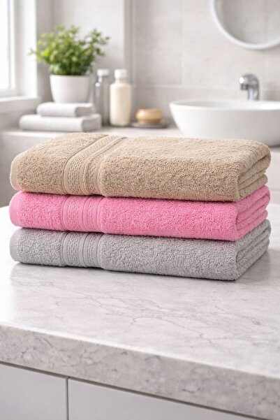 ÖZteks 3 Pieces 70-140 cm Large Size Cotton Bath Towels