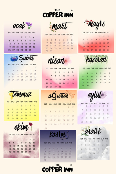 The Copper Inn مجموعة ملصقات تقويم لمدة 12 شهرًا لعام 2026، ملصقات لدفتر المل...