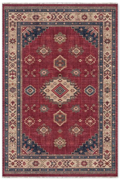 Pastel Home Retro Kiremit Kırmızı Şönil Halı Kilim Yolluk Kaymaz Yıkanabilir ...