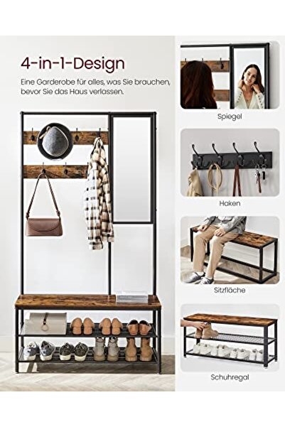 Talis Κρεμάστρα, Vasagle, Μαύρο, 98×35×180 cm