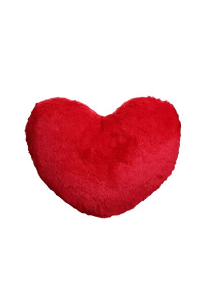 SBR Red Faux Fur Heart Winter Decorative Pillow 35x32cm