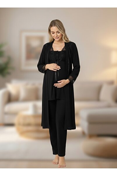 Lohussa New Season Black Jacquard Lace Short Sleeve Design Summer Maternity M...