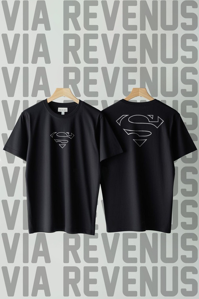 Vordevia Tricou unisex cu imprimeu, cu gât rotund și croială largă