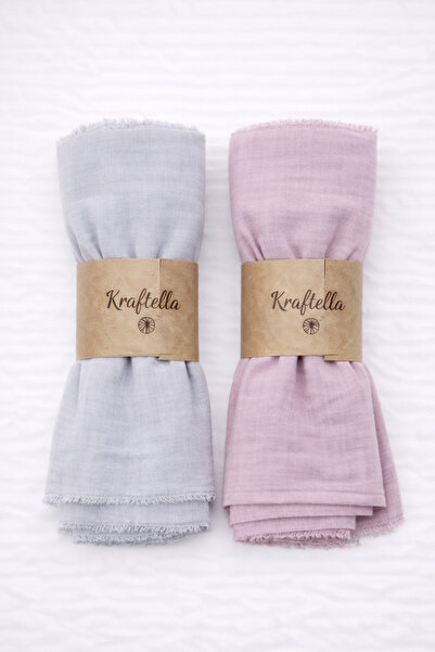 KRAFTELLA 2-Piece Bamboo Shawl – Matte Natural Textured Scarf Set