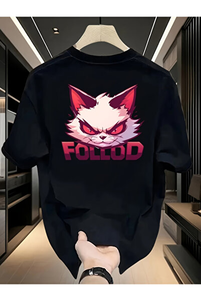 ALEYZA MODA Follod Printed Oversize Cotton Crew Neck T-Shirt