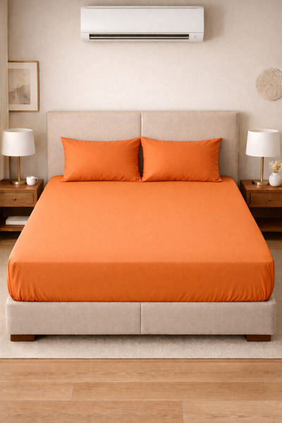 SHAL HOME 100% Cotton Double Fitted Sheet