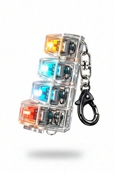 Masdala Egar Işıklı Mekanik Klavye Tuşlu Stres Anahtarlığı Click Sesli RGB Fi...