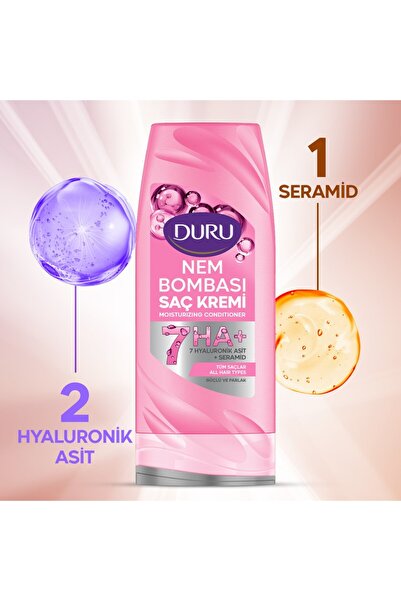 Duru Nem Bombası Tüm Saçlar Için Güçlü Parlak Saç Kremi 385 ml 6 adet