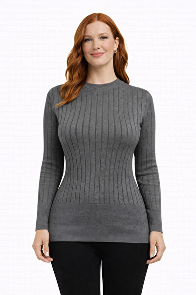 Neden Tekstil Crew Neck Ribbed Knitwear Sweater