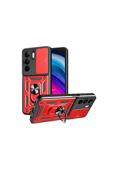 eco port حافظة Realme C75 4g من السيليكون مع حلقة عدسة بارس - أحمر