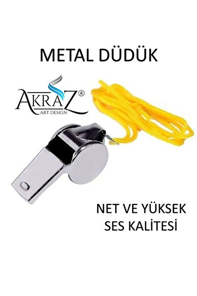 Akraz Art Design Düdük Metal Deprem Düdüğü Hakem Düdüğü Ipli Metal Düdük 1 Adet