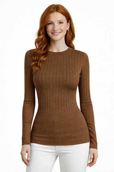 Neden Tekstil Crew Neck Ribbed Knitwear Sweater