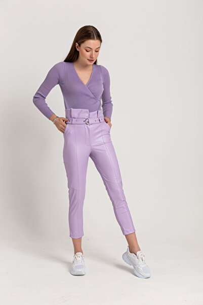 Kaktüs Turkish-made velvet-lined leather trousers