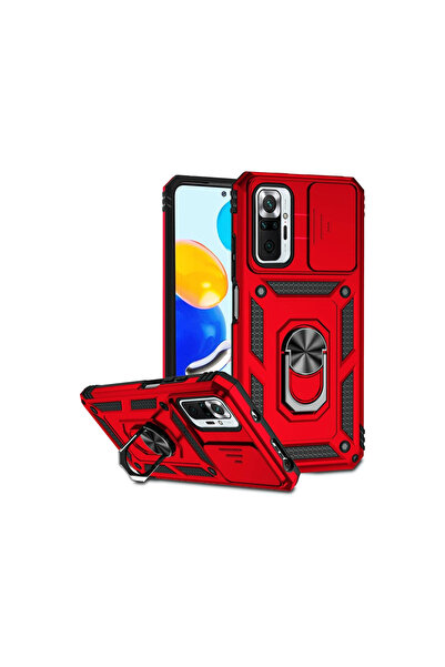 eco port Redmi Note 10 Pro Compatible Case with Pars Lens Ring Silicone - Red