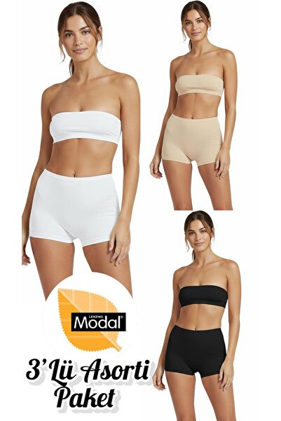 Özten İç Giyim 3-Pack Luxury Lycra Micro Modal Women's Boxers Ozten3-251