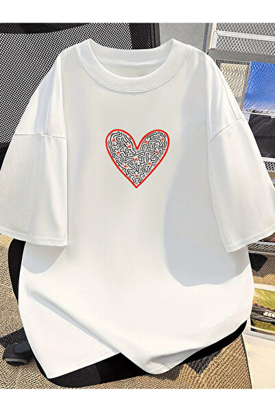 ALEYZA MODA T-Shirt από βαμβάκι με στάμπα KALP, με λαιμόκοψη ποδηλάτου και όβ...