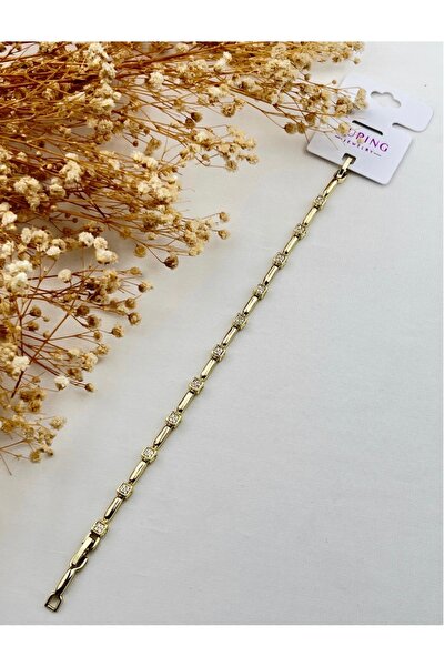 XUPING JEWELRY KUYUMCU SERİ 14K RENGİ KARE ZİRKON TAŞLI ÇELİK BİLEKLİK 17,5+1...