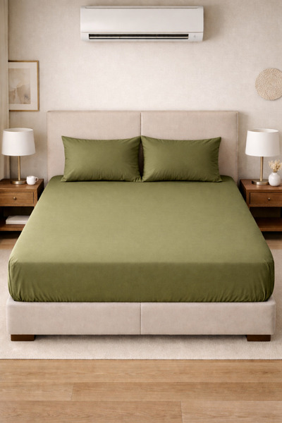 SHAL HOME 100% Cotton Double Fitted Sheet