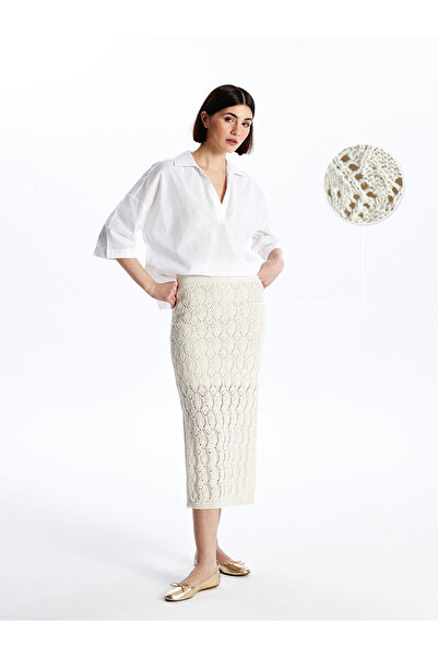 LC Waikiki Peak New Season Women's Self-Patterned Knitwear Skirt with Elastic...