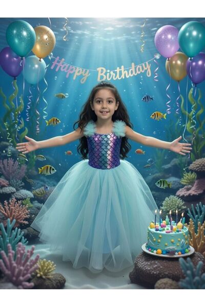 Lizsa Костюм на русалка за момичета - Рокля на русалка за рожден ден на момичета