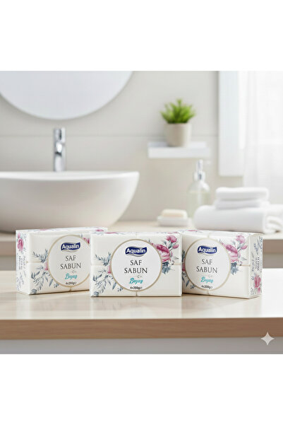 Aqualin Natural and Pure White Soap Beauty Soap 4 X 200 Gr 3 Pcs