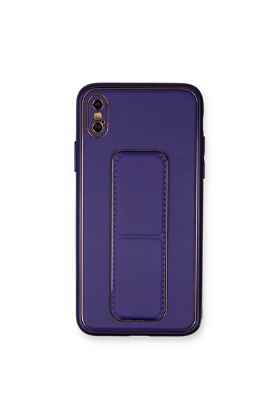 eco port iPhone XS Max Case Coco Leather Stand Cover - Purple