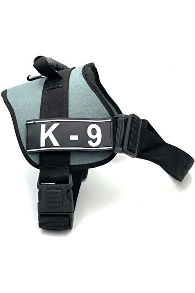 AyrStore Gri Büyük Irk K9 Köpek Göğüslük Köpek Bel Tasması Gri Tek Ebat