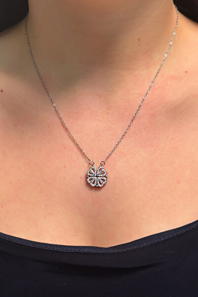 Funda Bijuteri AÇILABİLİR YONCA ÇELİK KOLYE SİLVER