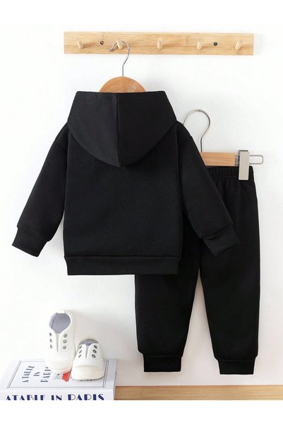 SVART WEAR Stitch Printed Hooded Top and Bottom Tracksuit Set