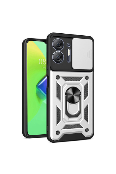 eco port Infinix Hot 30 5g Compatible Case Pars Silicone with Lens Ring - Silver