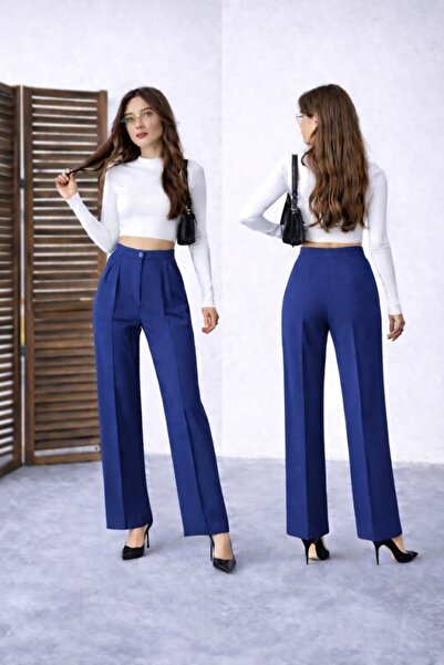 JANES Women's High Waist Double Fabric Palazzo Trousers
