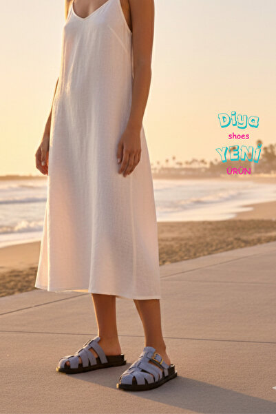 diya shoes Gvanta Women's Slippers Cage Model Daily Metal Accessory Soft Insole