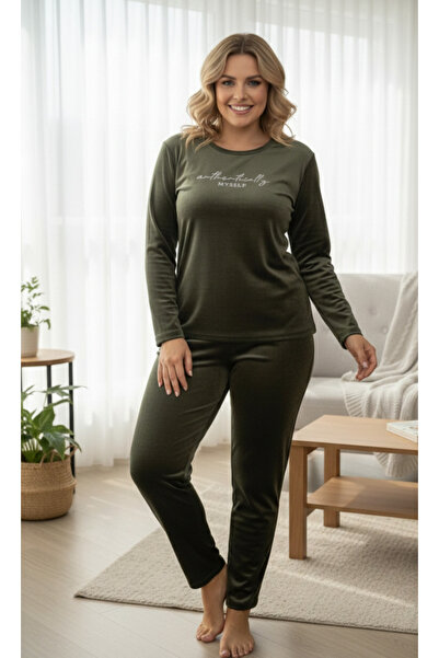 YusGos Women's Large Size French Velvet Round Neck Long Sleeve Printed Pajama...