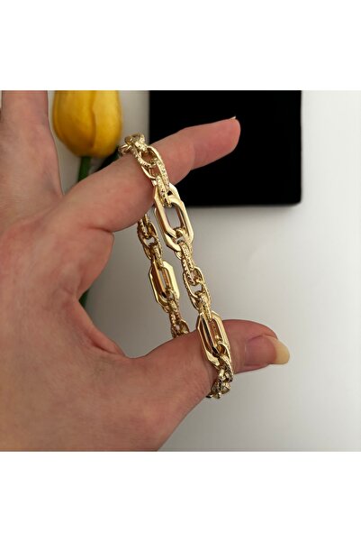 XUPING JEWELRY Xuping 14K Renginde Köşeli Gemici Hallow Künye Bileklik