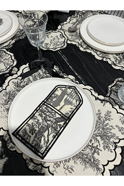 IG Siyah Toile de Jouy Amerikan Servis