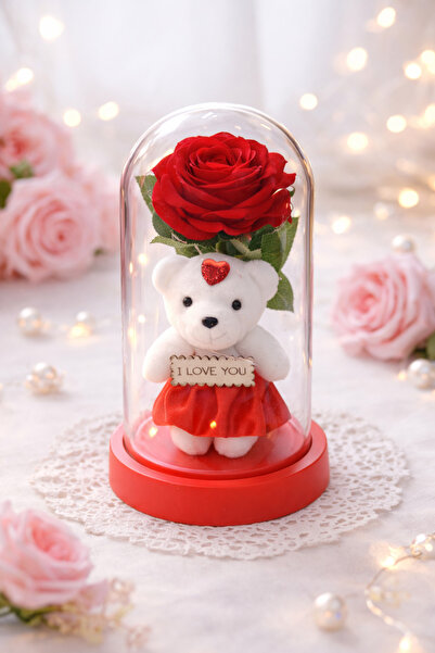 loreans kırmızı tabanlı 14 şubat sevgililer günü özel led ışıklı gül ayıcılık...