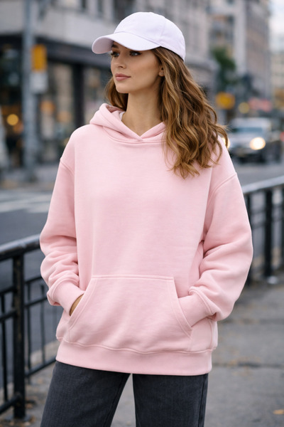 Street Sports Oversized Women Hoodie – Plain Casual Streetwear