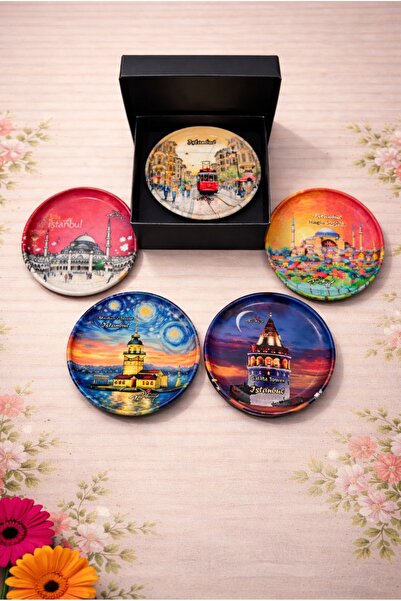 UPEKA 5'li İstanbul Temalı Özel Tasarım Hediyelik Turistik Metal Tabak Magnet...