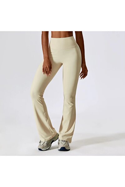 YUNASPORT Kadın Yüksek Bel Arkası Büzgülü İspanyol Paça Spor Tayt