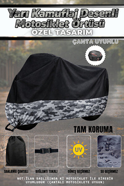 AutoEN KAMUFLAJ DESENLİ HONDA NT1100 ÜST SİYAH ÇANTA UYUMLU MOTOSİKLET BRANDASI
