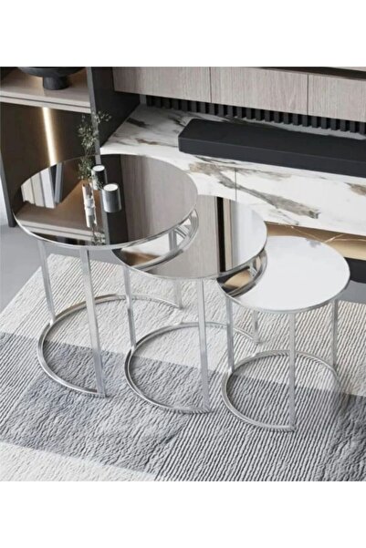 İMS ZİGON DÜNYASI 3lü Lüx C Zigon Sehpa Gümüş