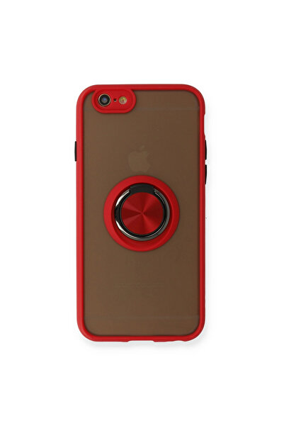 eco port غطاء سيليكون مونتريال لجهاز iPhone 6 مع حلقة - أحمر