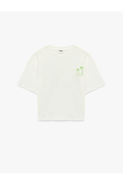 Koton Tricou din bumbac cu mânecă scurtă și decolteu