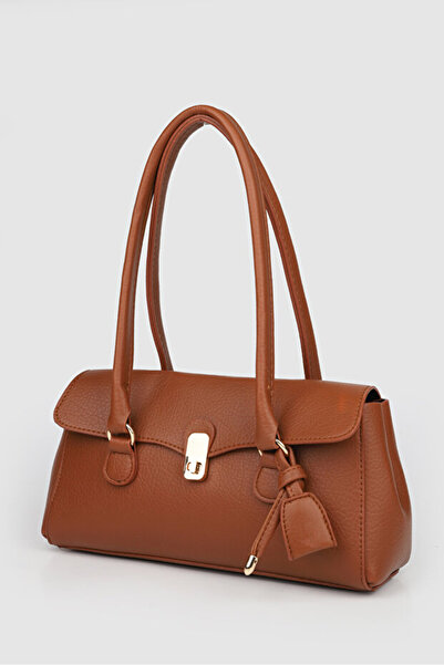 Rivina Monca Women's Gold Buckle Detailed Lockable Daily Shoulder Bag