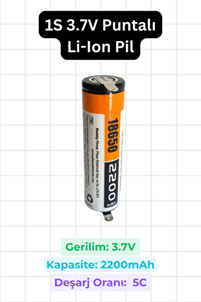 Scordion 1S 3.7V Puntalı Li-Ion Pil – Lehimlenebilir Bağlantı Uçlu Şarj Edile...